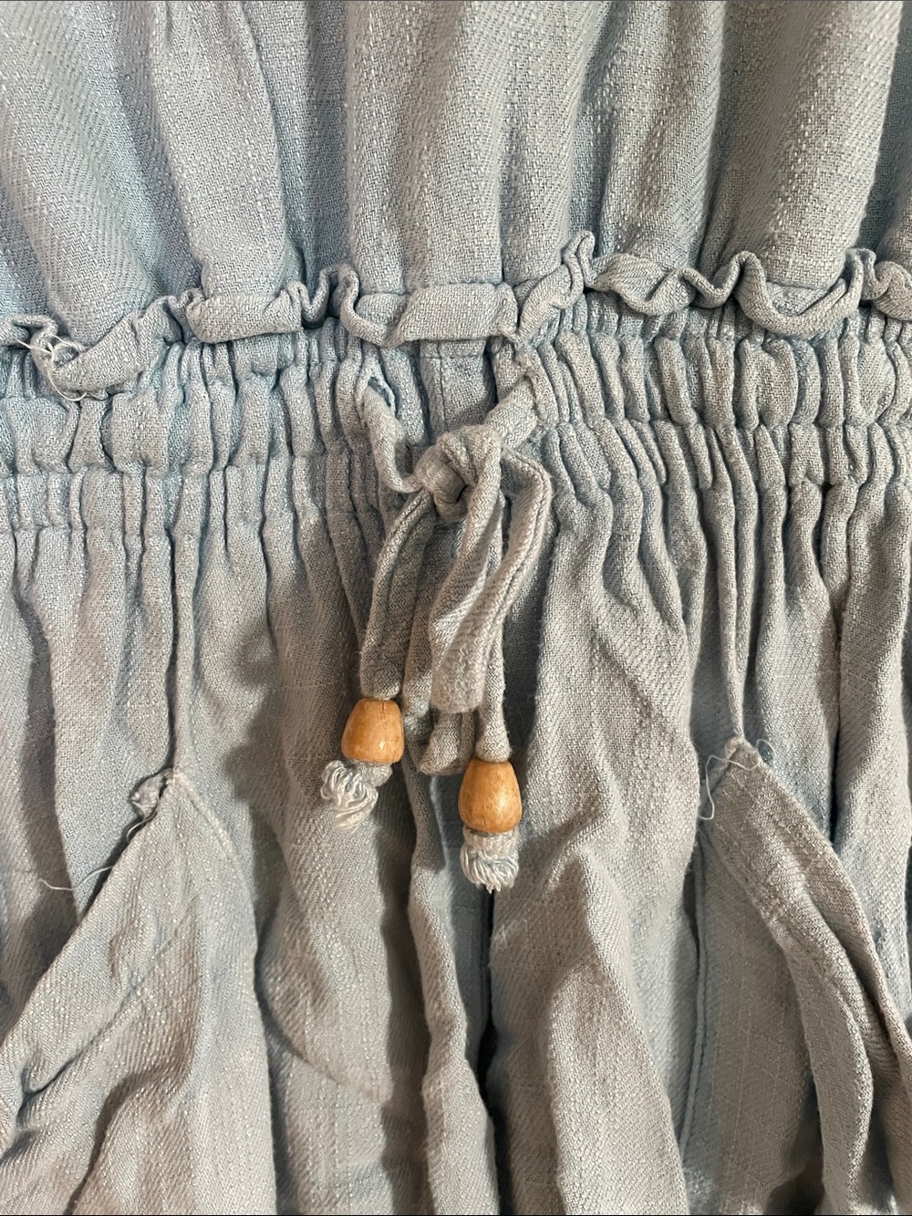 Powder Blue Button-Front Drawstring Romper - Picture 4 of 7
